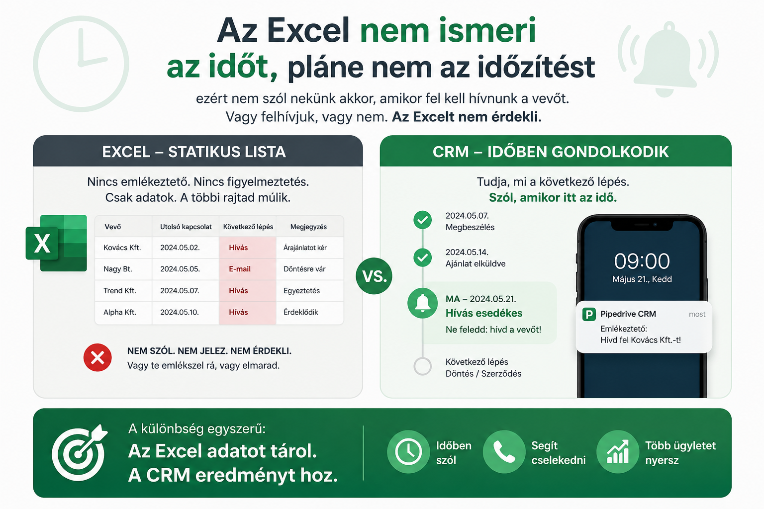 Az Excel nem ismeri az időt – Excel és CRM összehasonlítás