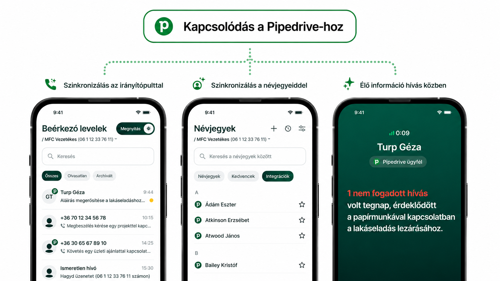 Pipedrive mobil integráció hívás közbeni ügyfélinformációkkal