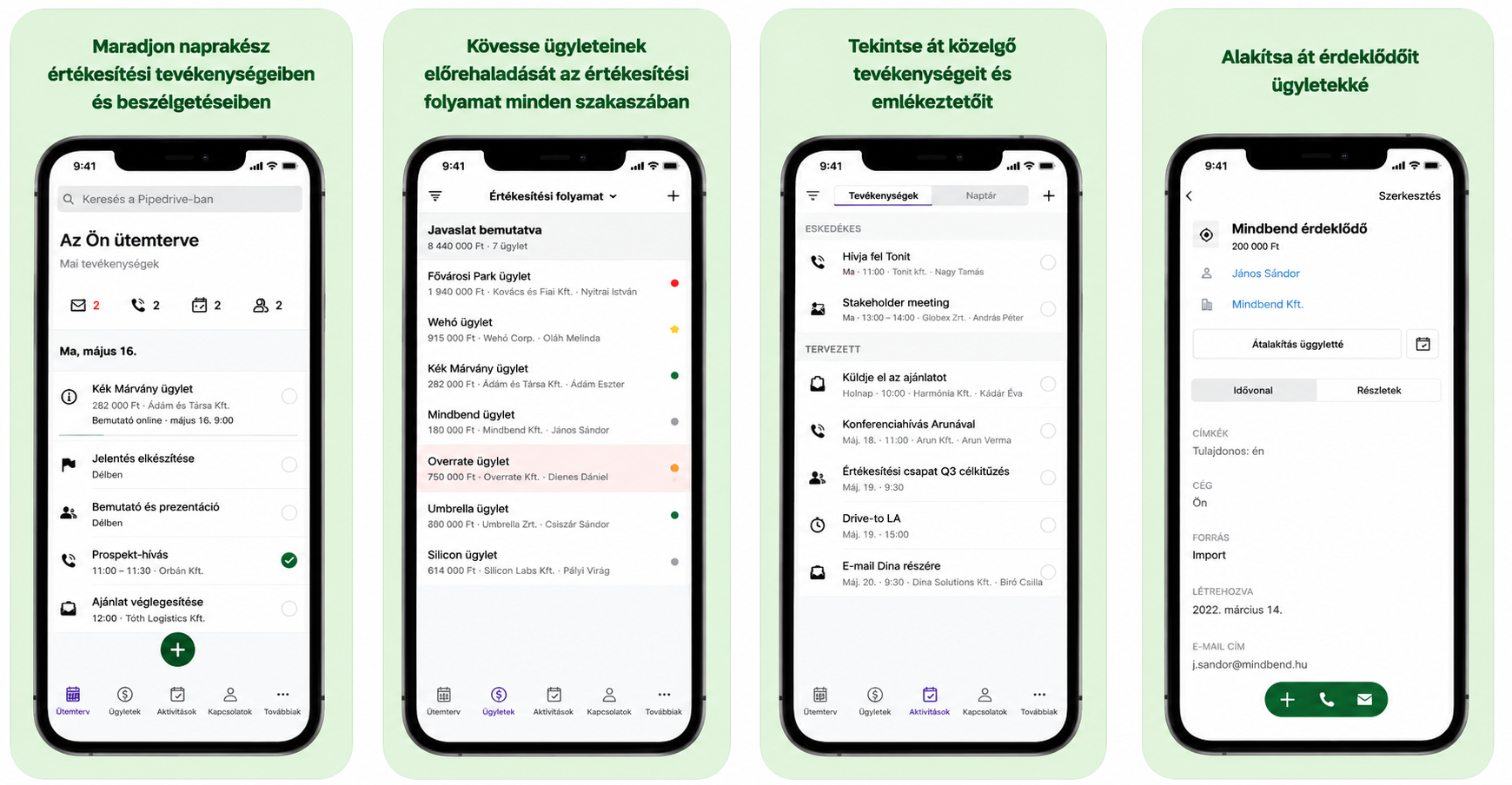 Pipedrive CRM értékesítési folyamat és mobil ügyletkezelés